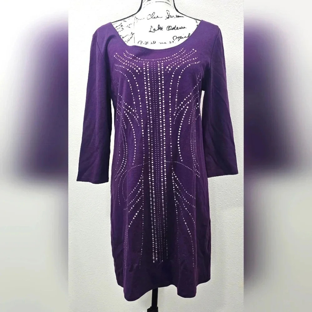 Olsenboye Royal Purple Stretch Fitted Bodycon Pencil Dress Embellished XL-NWT